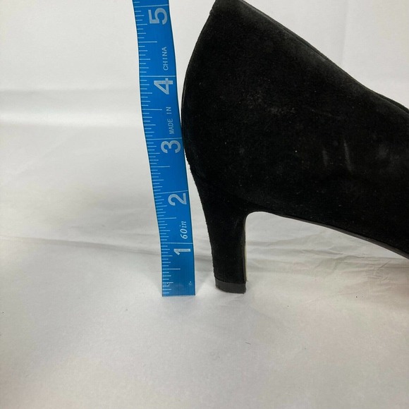 Van-Dal Whitwoth X Pumps Womens Sz 8 EEE Black Suede Gold Chain Heels - Picture 9 of 9